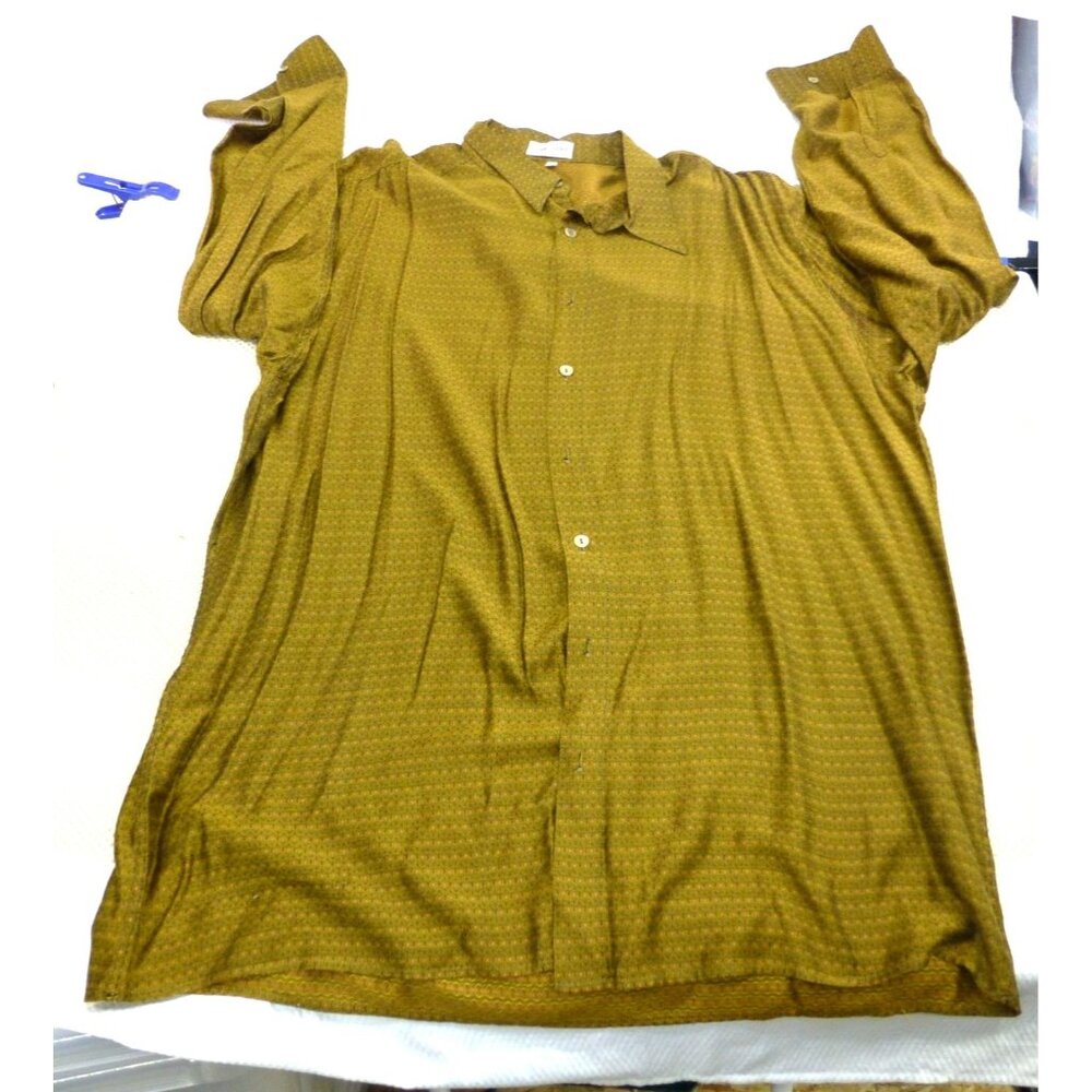 Giorgio Danieli Mens 2XLT Shirt Made In Italy Gold Geometric Pattern Long Sleeve